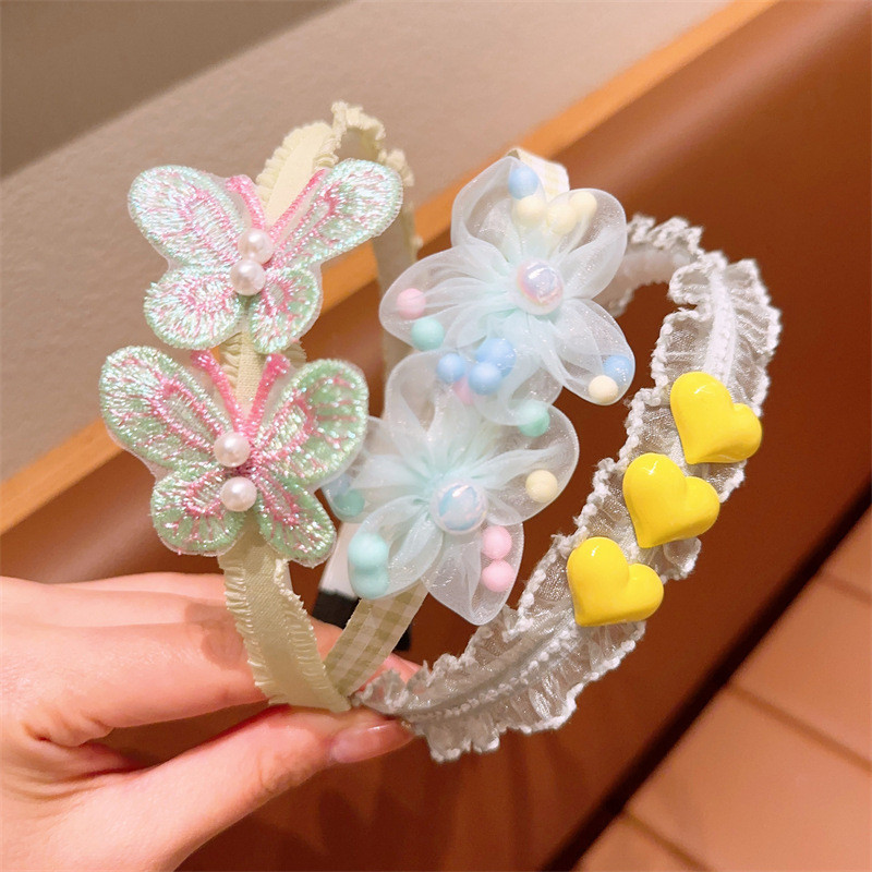 POPmaker shop Bando Anak H1010 - Aksesoris Rambut Anak Cute dengan Motif Pita & Bunga Mutiara Cantik, Bando Fashion Lucu untuk Gaya Sehari-hari COD - Gambar 2