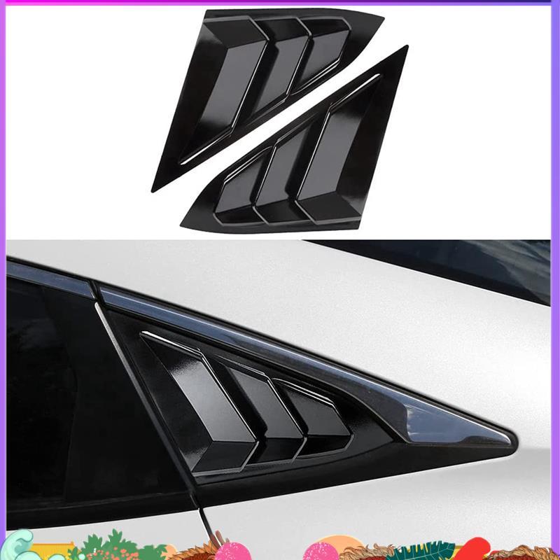 2 PCS Rear Side Window Louvers Gloosy Black Car Accessories for Sedan ...