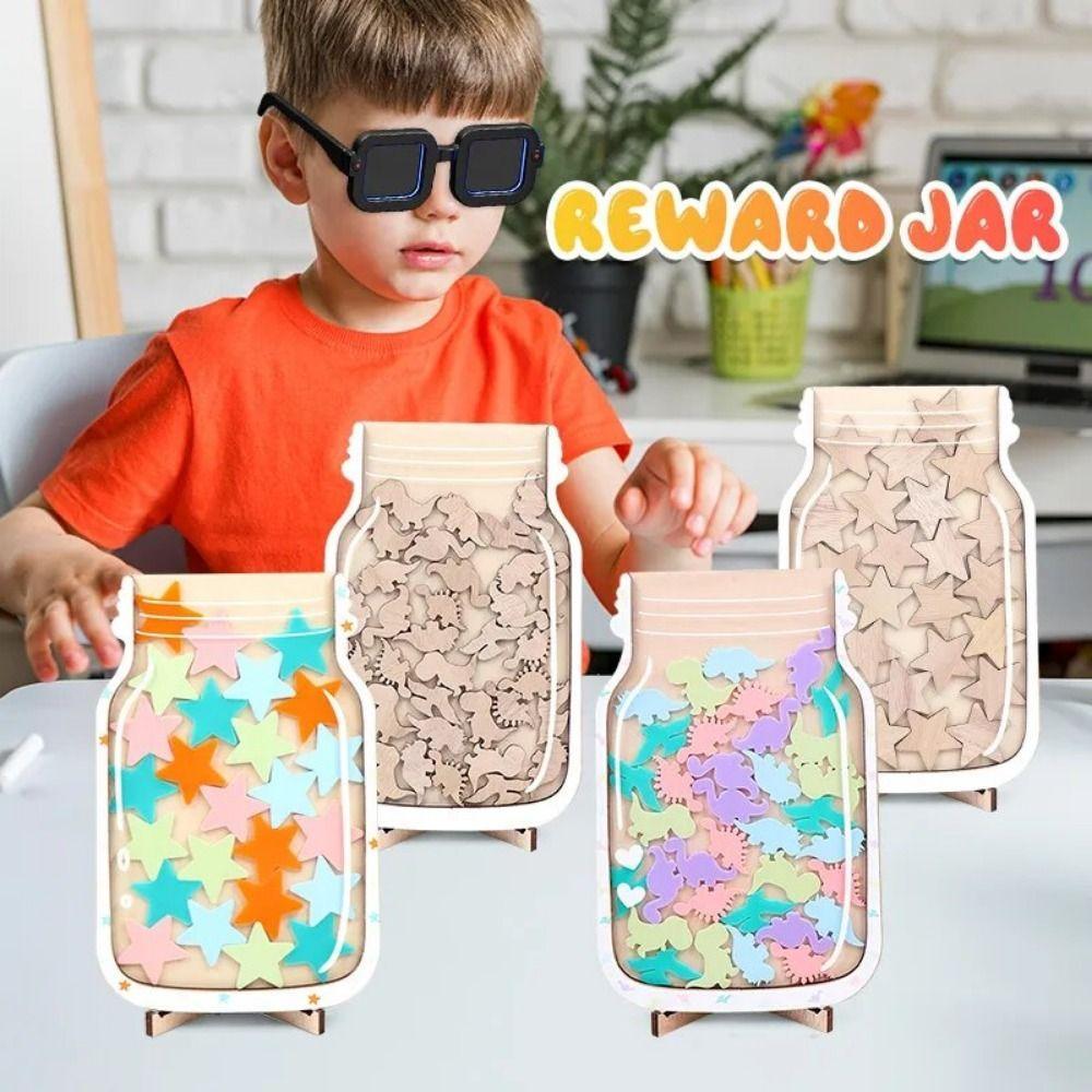 BLISS Positive Behavior Rewards Jar, Wooden Cartoon Kids Star Reward ...