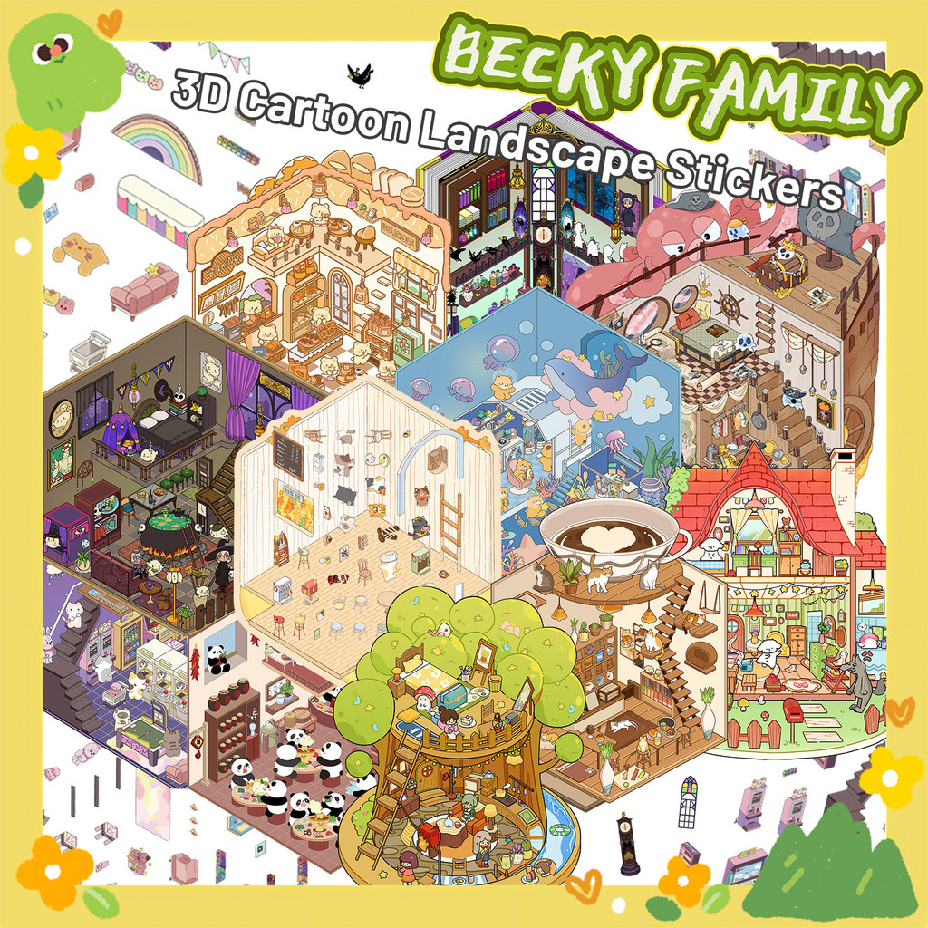 Scene Stickers Miniature Landscape Stickers Children Kids Cute Cartoon ...