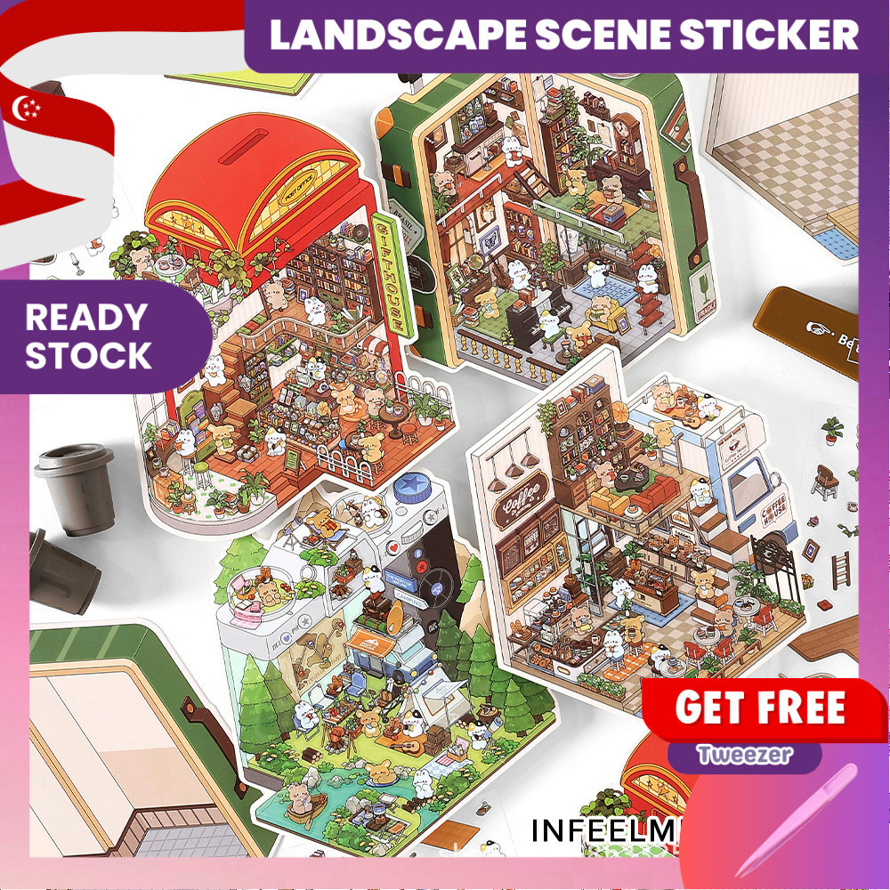 [KW] Cute Miniature Landscape Stickers | 3D Scene Stickers for ...