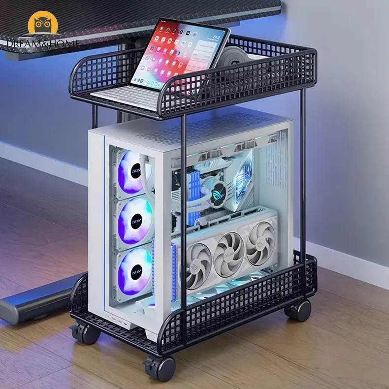 Computer CPU Stand Desktop Host Bracket Under Desk Mobile Trolley With ...