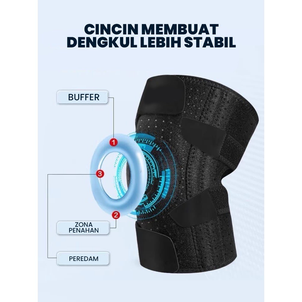 Deker Lutut Knee Support Hitam Dengan Pegas Pilihan 2 Pegas dan 4 Pegas Penyangga Lutut Elastis Untuk Olahraga Rehabilitasi dan Aktivitas Harian - Gambar 4