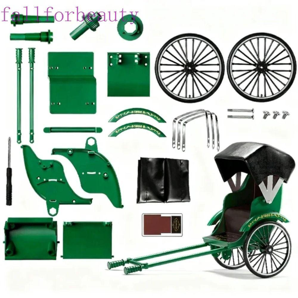 FALLFORBEAUTY Human-Powered Rickshaw Model, Vintage Classic 1:10 DIY ...