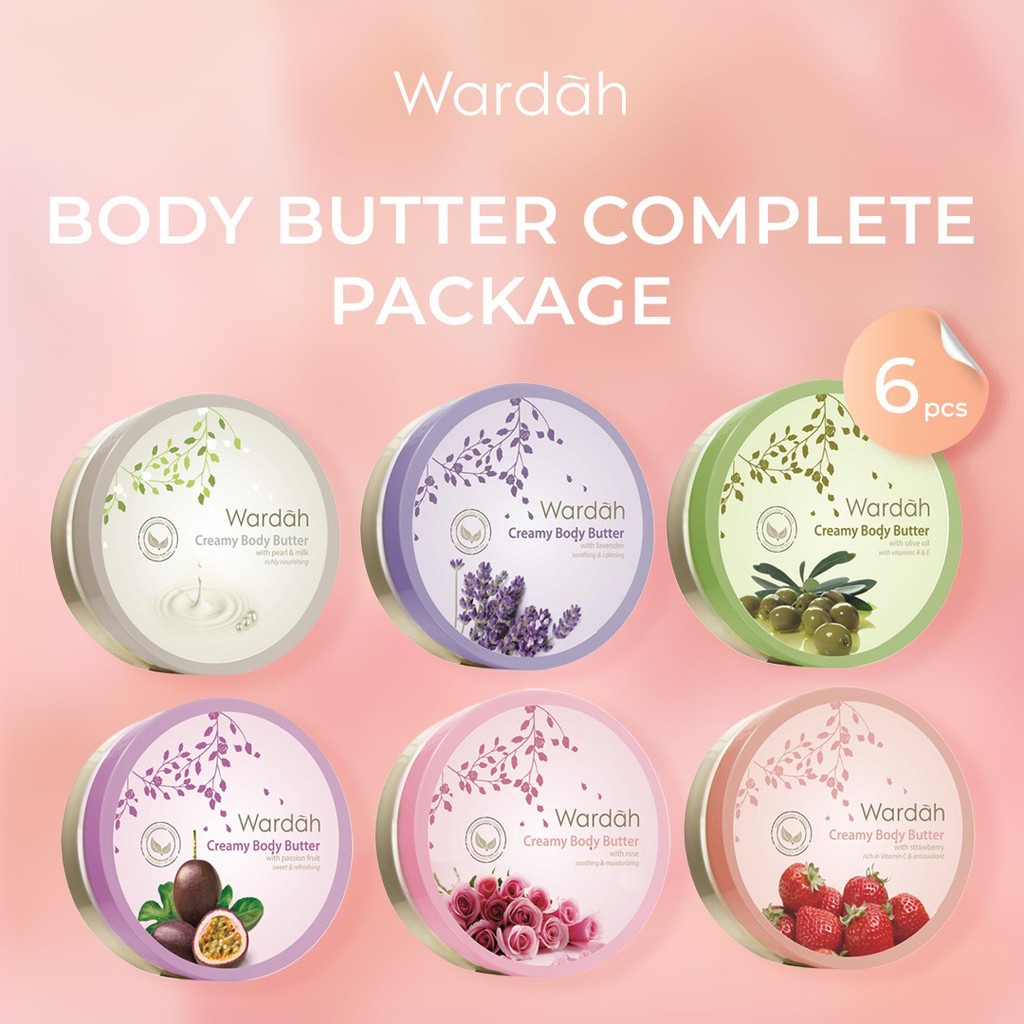 [PAKET BUY 6 ONLY 120K] Wardah Paket Lengkap Body Butter 50 mL x 6pcs / Body Butter Melembapkan Melembutkan / Kulit Perawatan Kulit Kering Sensitif / Lembut Halus Menyegarkan / Body Butter Lembut / Body Care Halal - Personal Care