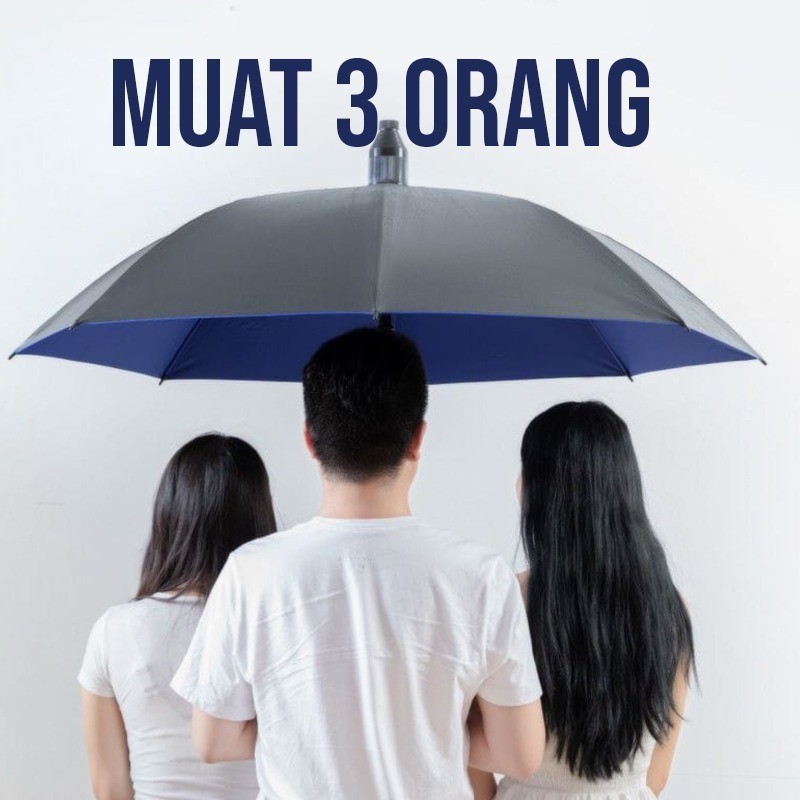 Payung Hujan Jumbo Golf Otomatis Diameter 123 cm Tahan Angin Muat 3 Orang - Gambar 2
