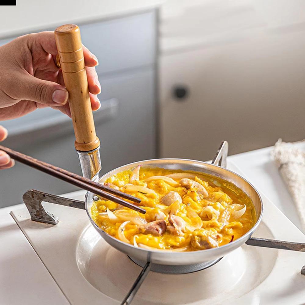 ANTIONE Omelet Pan, Vertical Wooden Handle Aluminum Omurice Rice Pan ...