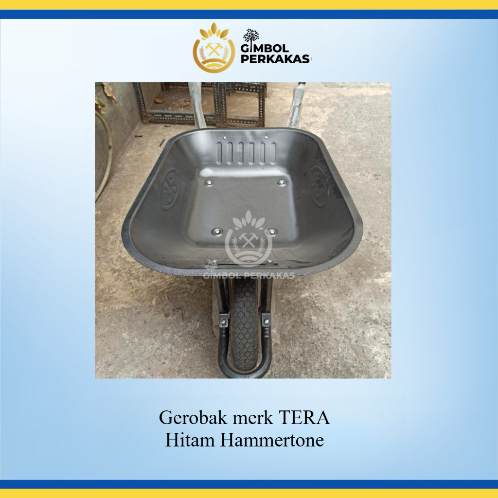 (KHUSUS INSTANT SBY!!) Gerobak Sorong Pasir Hitam TERA/ Troli Dorong Cor Semen/ Gerobak Proyek/ Gerobak Tukang - Gambar 2