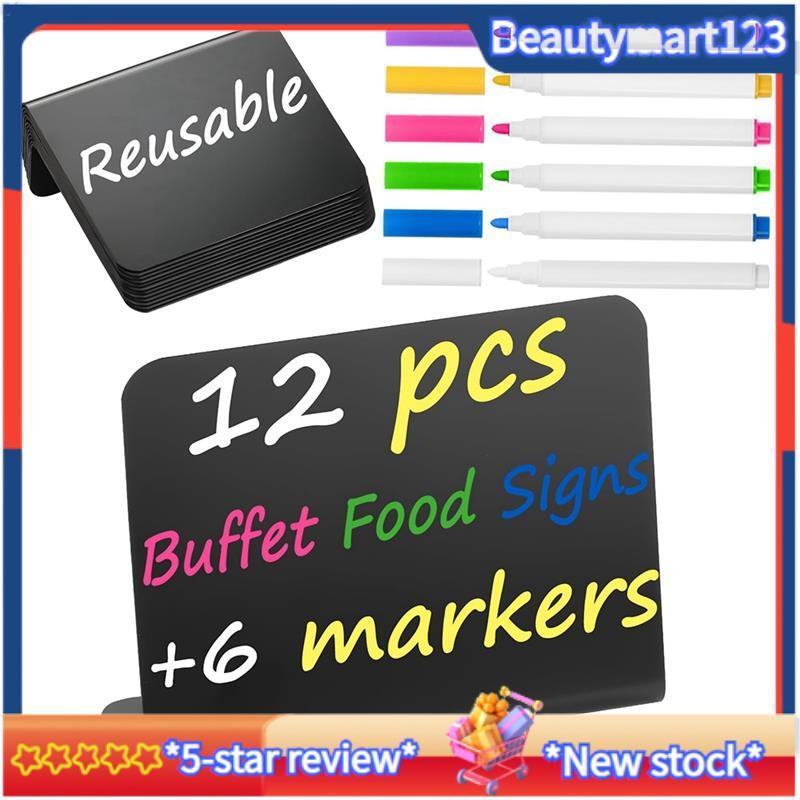 12 Pack 4 X3inch Small Food Labels for Party,Buffet Food Signs for ...