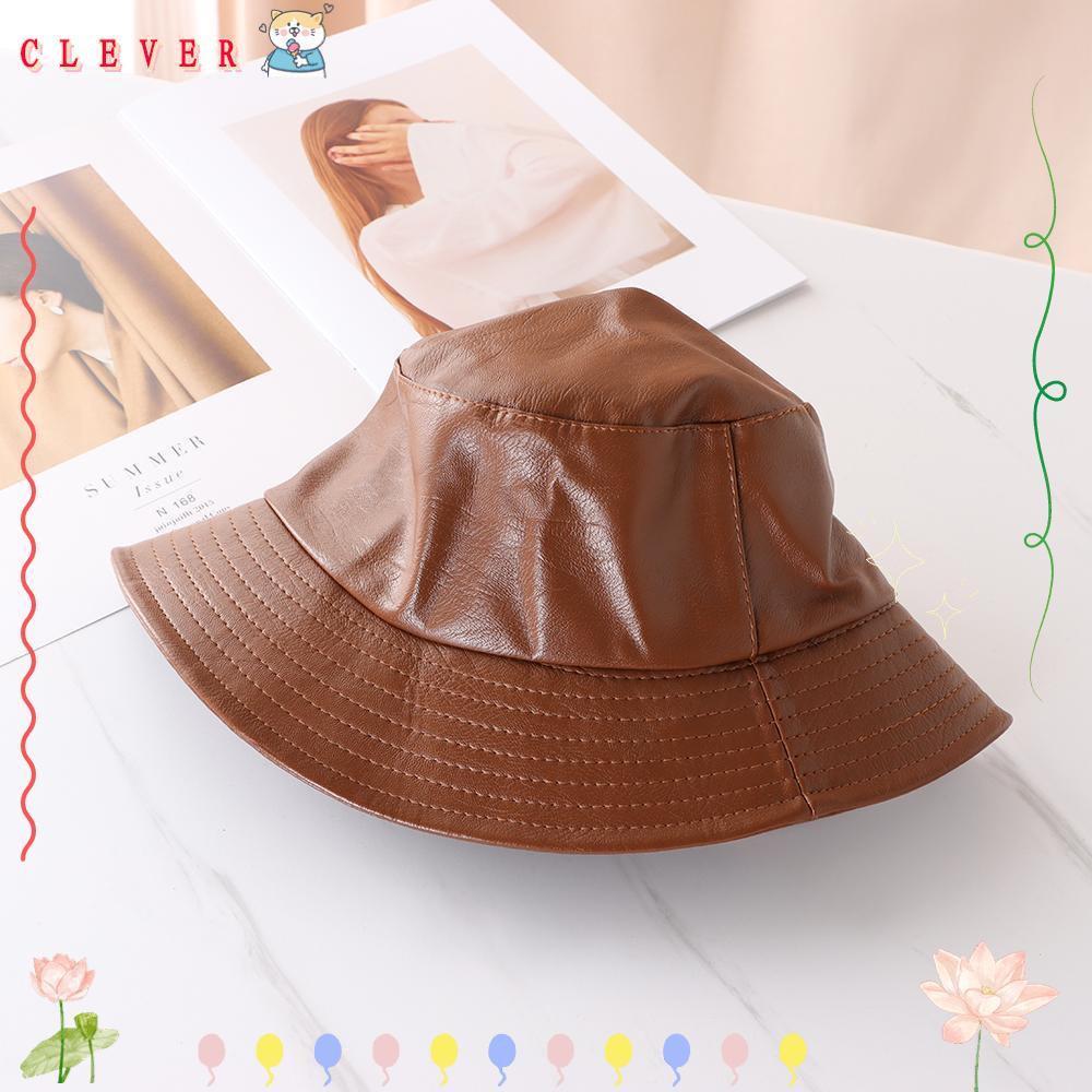 CLEVER PU Bucket Hat Hiking Adjustable Outdoor Foldable Sun Caps ...