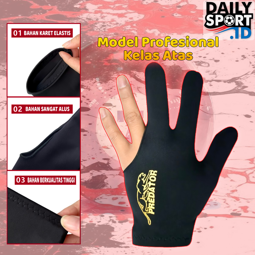 Sarung Tangan Billiard Polosan Anti Slip Kulit Premium Nyaman dan Tahan Lama, Grip Maksimal untuk Pool Snooker Carom dengan Desain Ergonomis Berpori dan Pilihan Warna Ukuran Lengkap