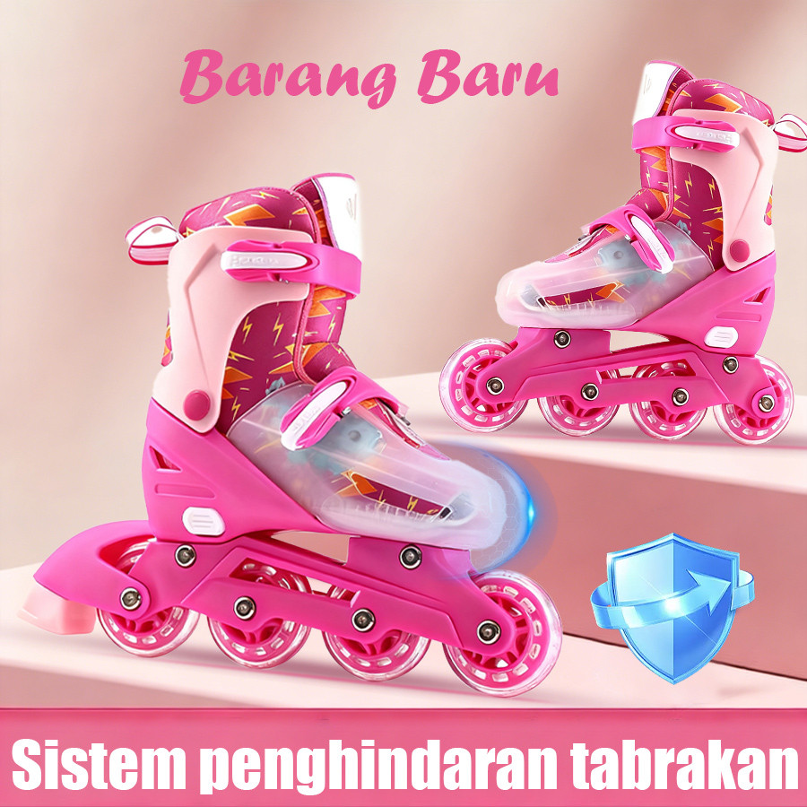 MTG - sepatu roda/sepatu roda Oxelo/Sepatu es anak-anak terbaru tahun 2026, lampu kedip/tidak licin/anti goyang/lnline skate/star/ukuran dapat disesuaikan/pu/gaya bajaj/mode skateboard