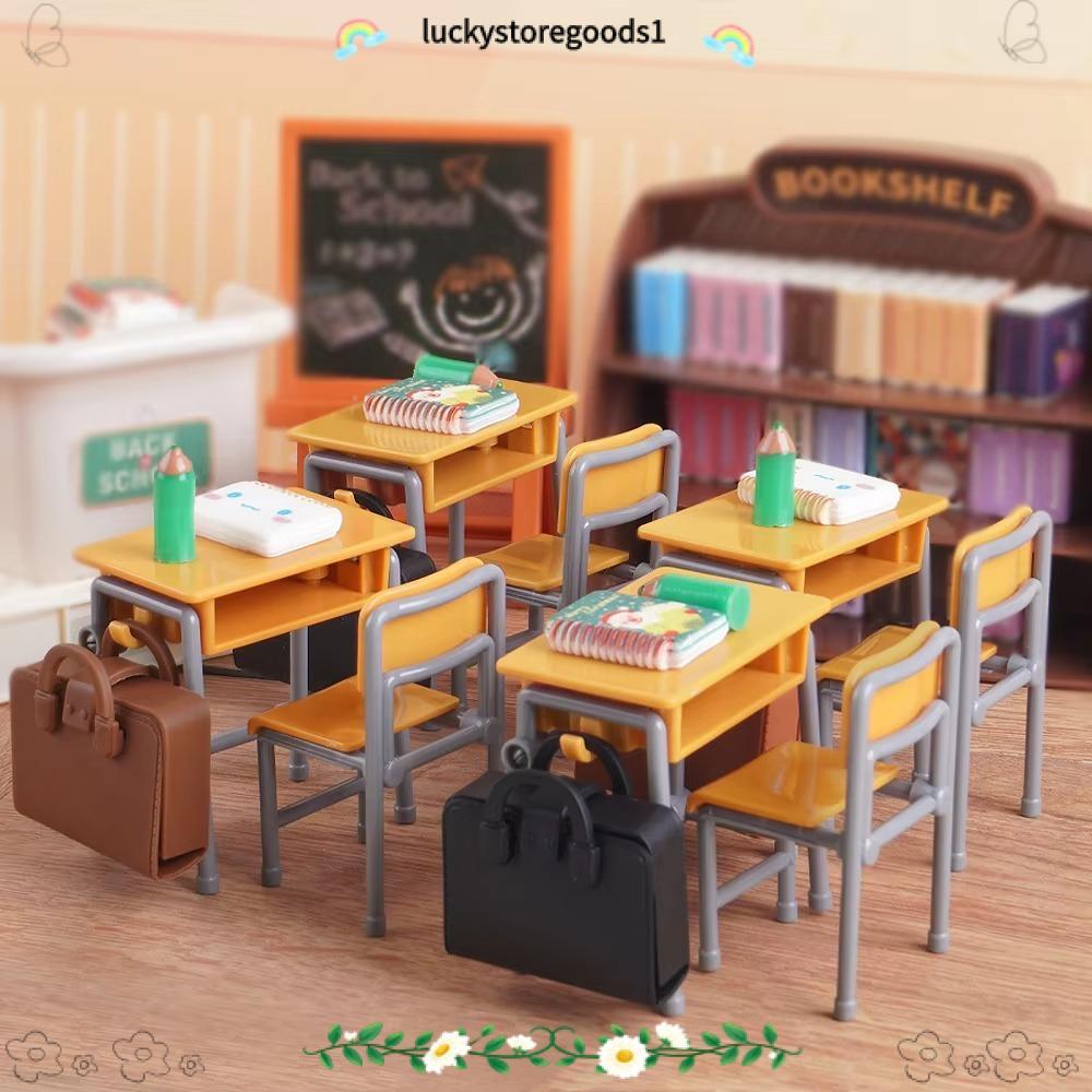LUCKYSTOREGOODS1 1 Set Mini School Playset, Schoolbags Furniture ...