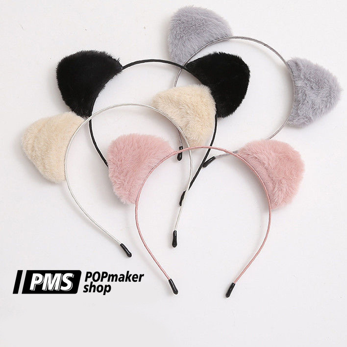 POPmaker shop Bando Wanita H560 - Bandana Bulu dengan Motif Kuping Kucing untuk Cosplay, Cat Headband Hair Accessories yang Lucu & Stylish, Cocok untuk Kostum dan Gaya Harian COD