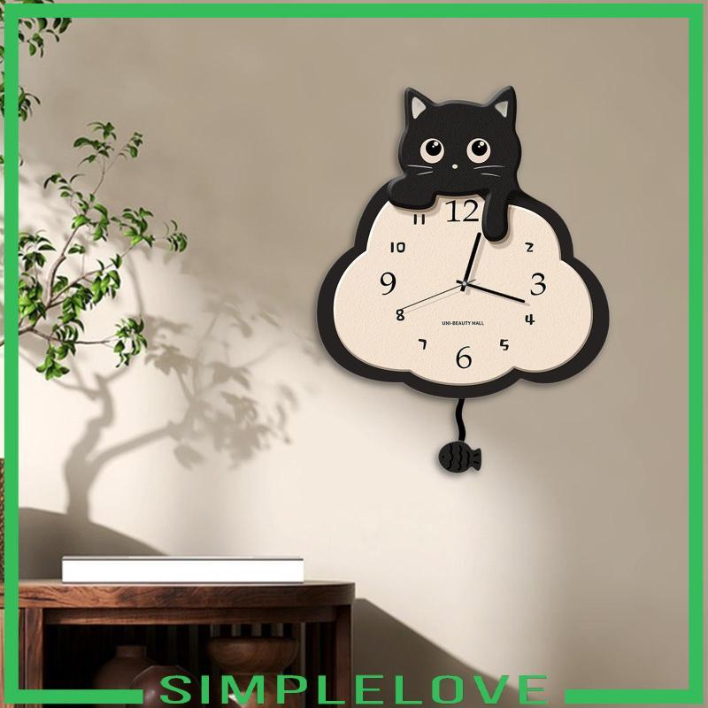 [Simple] Cat Wall Clock Timepiece Mute Battery Operated Art Clock ...