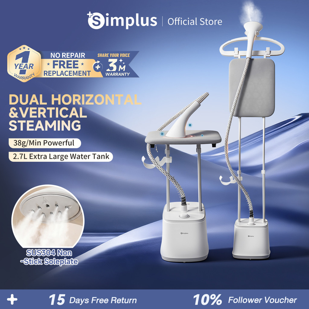 Simplus 2-in-1 Garment Steamer | 42g/Min Steam Output | 2.7L Water Tank ...