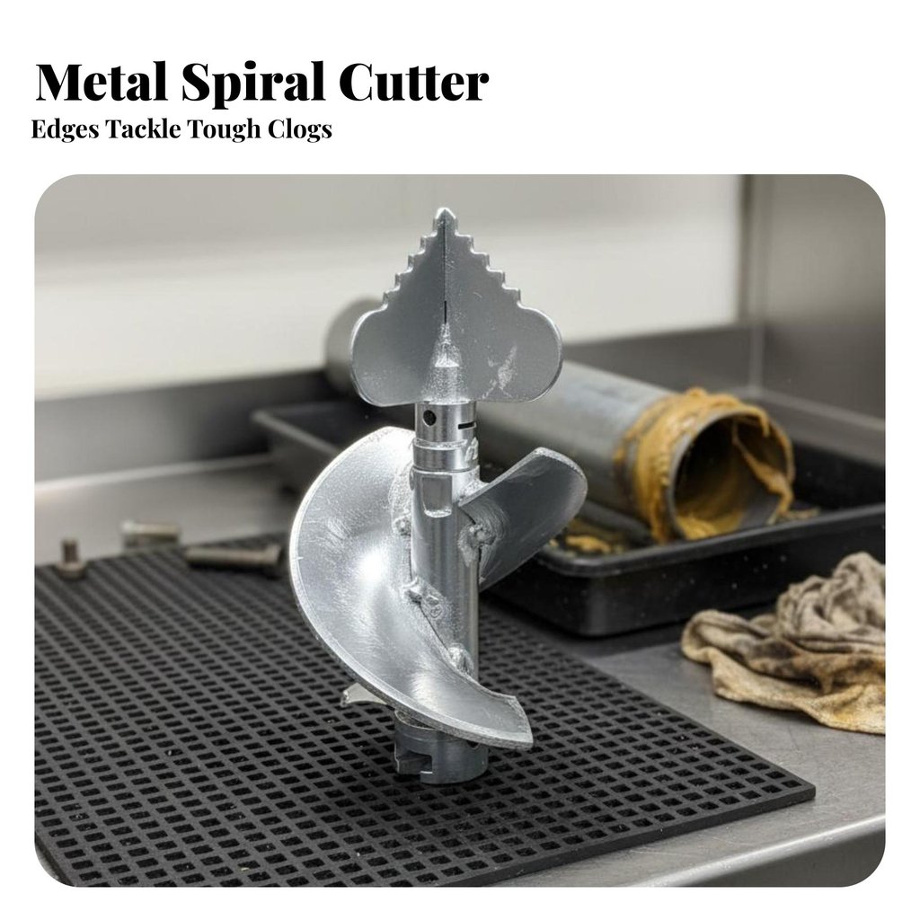 Heavy Duty Spiral Grease Cutter Head Serrated Tip 22mm Sewer Snake ...