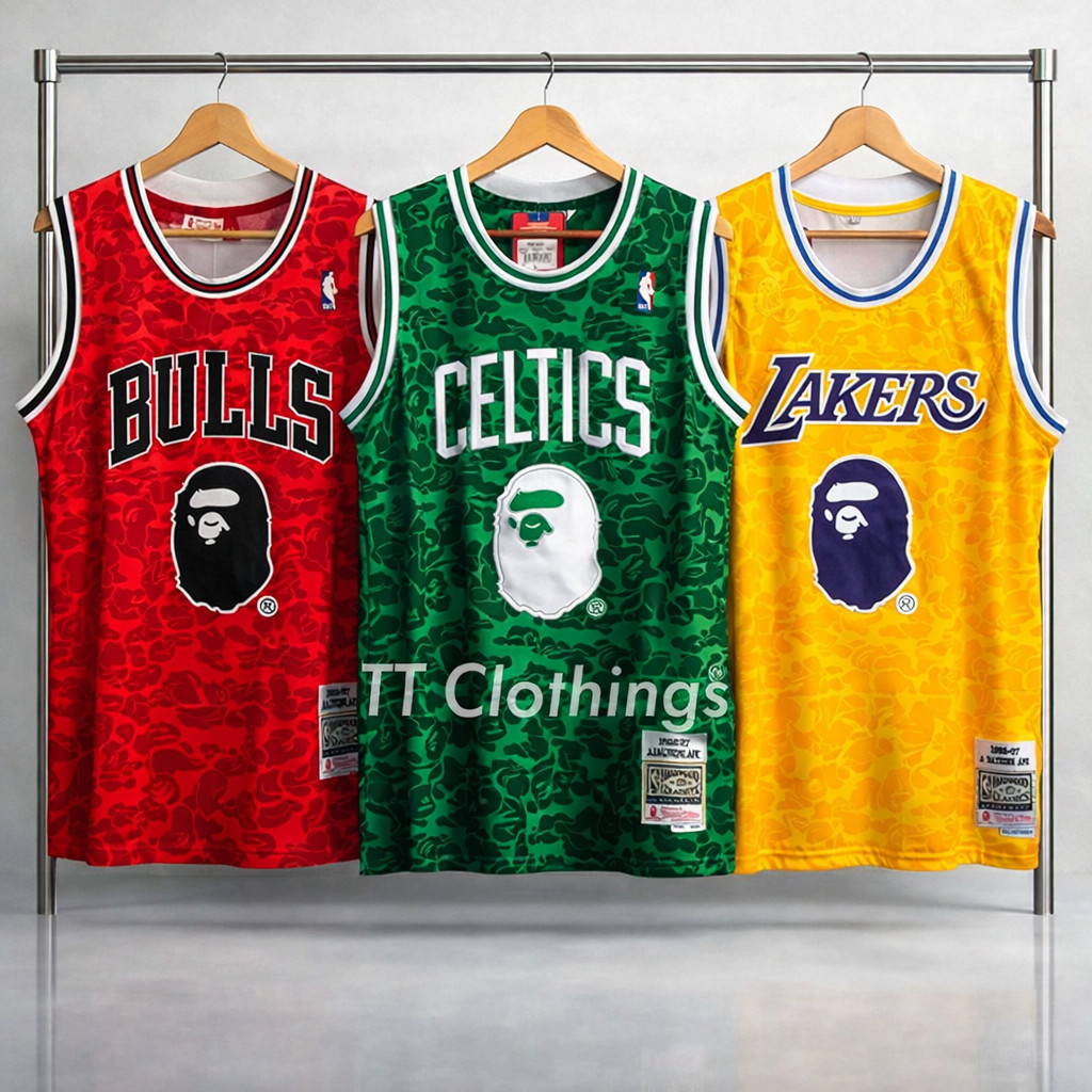 Aape Bape 93 RED, GREEN, YELLOW NBA Basketball Jersey Singlet Jersi 篮球衣 ...