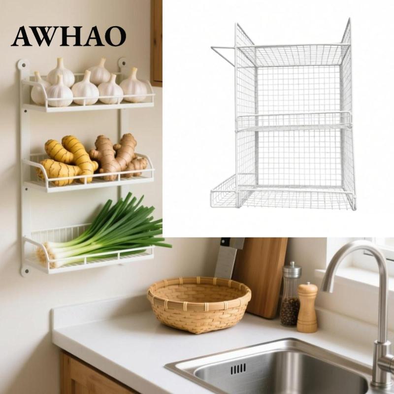 [AWHAO] Onion And Garlic Rack for Wall Mounting, Suitable for ...