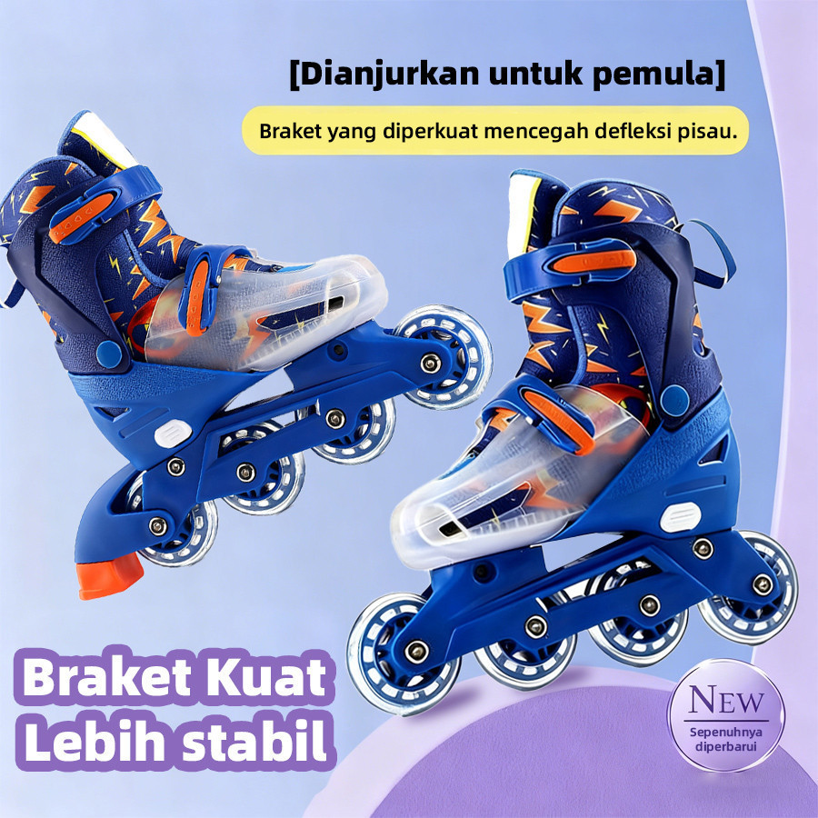 MTG-sepatu roda Oxelo/Sepatu Roda Anak Inline Roda Cas Baterai Rangka Aluminium Kuat Bonus Tas Praktis,lampu kedip/tidak licin/anti goyang/lnline skate/star/ukuran dapat disesuaikan/pu/gaya bajaj - Gambar 2