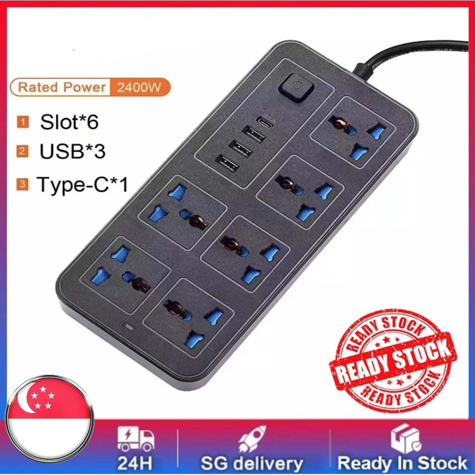 【SG STOCK】Power Multi Tap Universal Plug EU US UK Outlet Power Strip AC ...