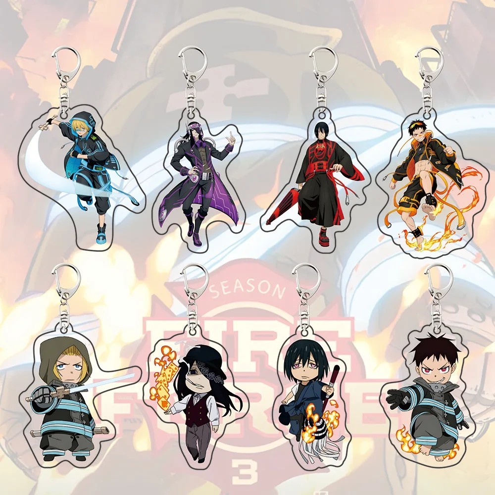 Anime keychain Fire Force Shinra Kusakabe Arthur Boyle transparent ...