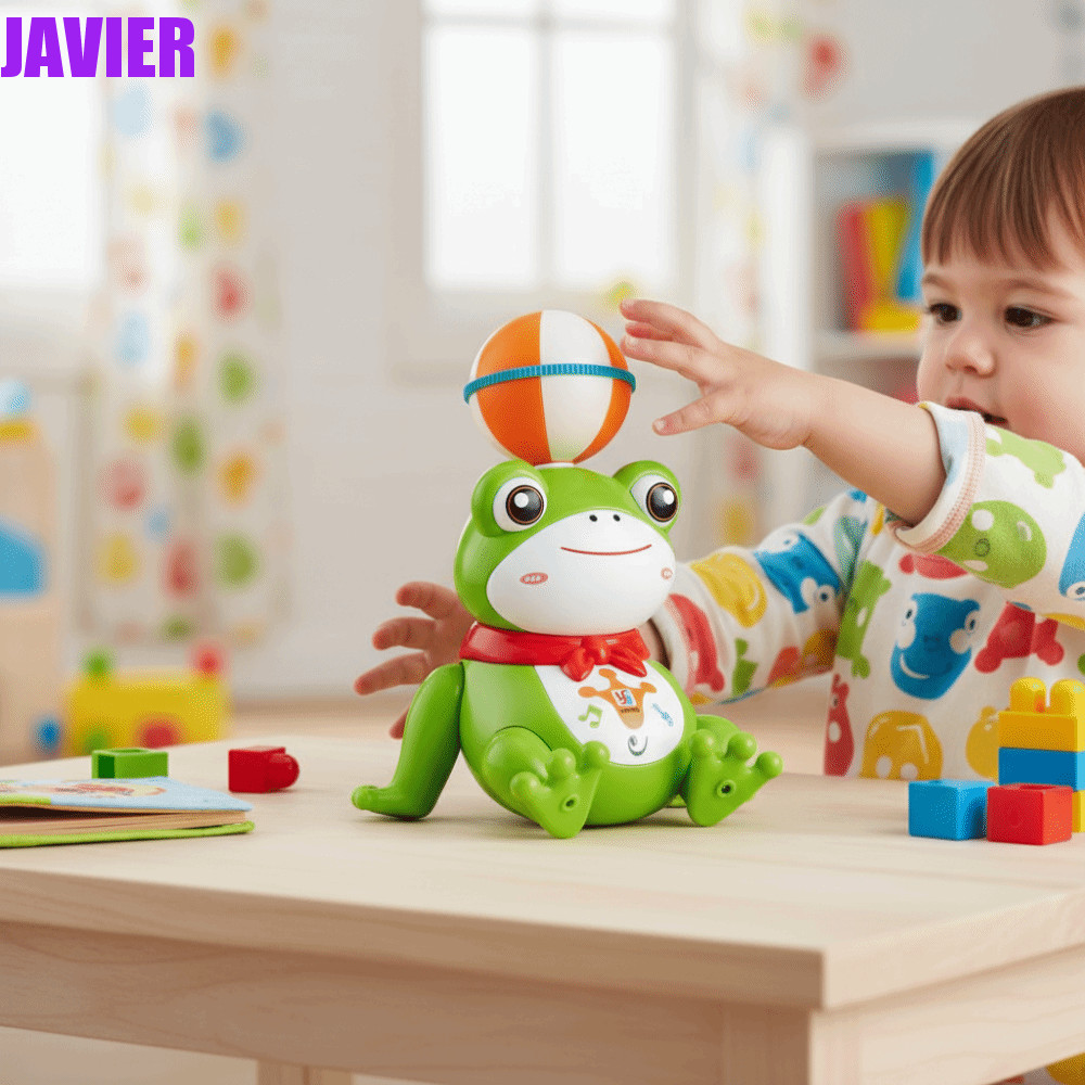 JAVIER Electric Dancing Frog, LED with Lights Spinning Ball Frog Toy ...