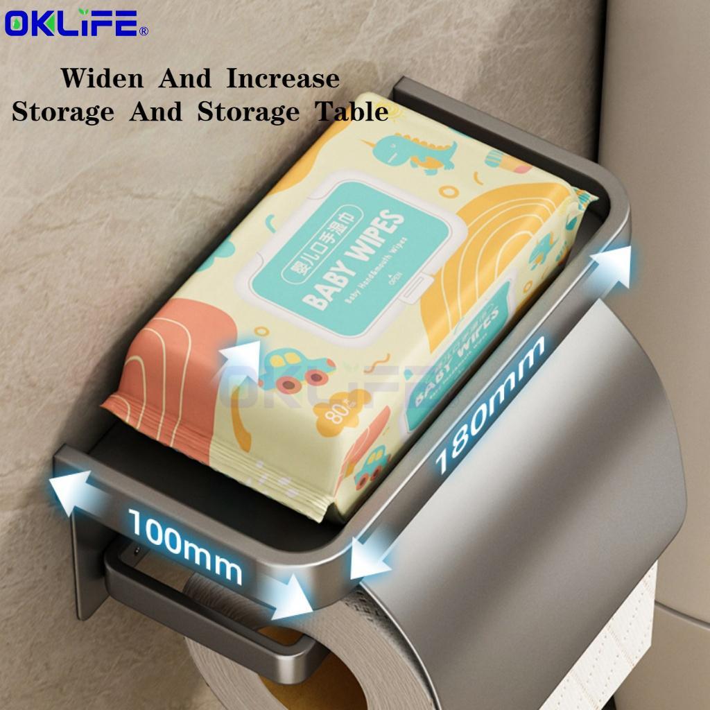 Toilet paper holder with shelf Bathroom tissue holder Waterproof toilet paper holder view 3