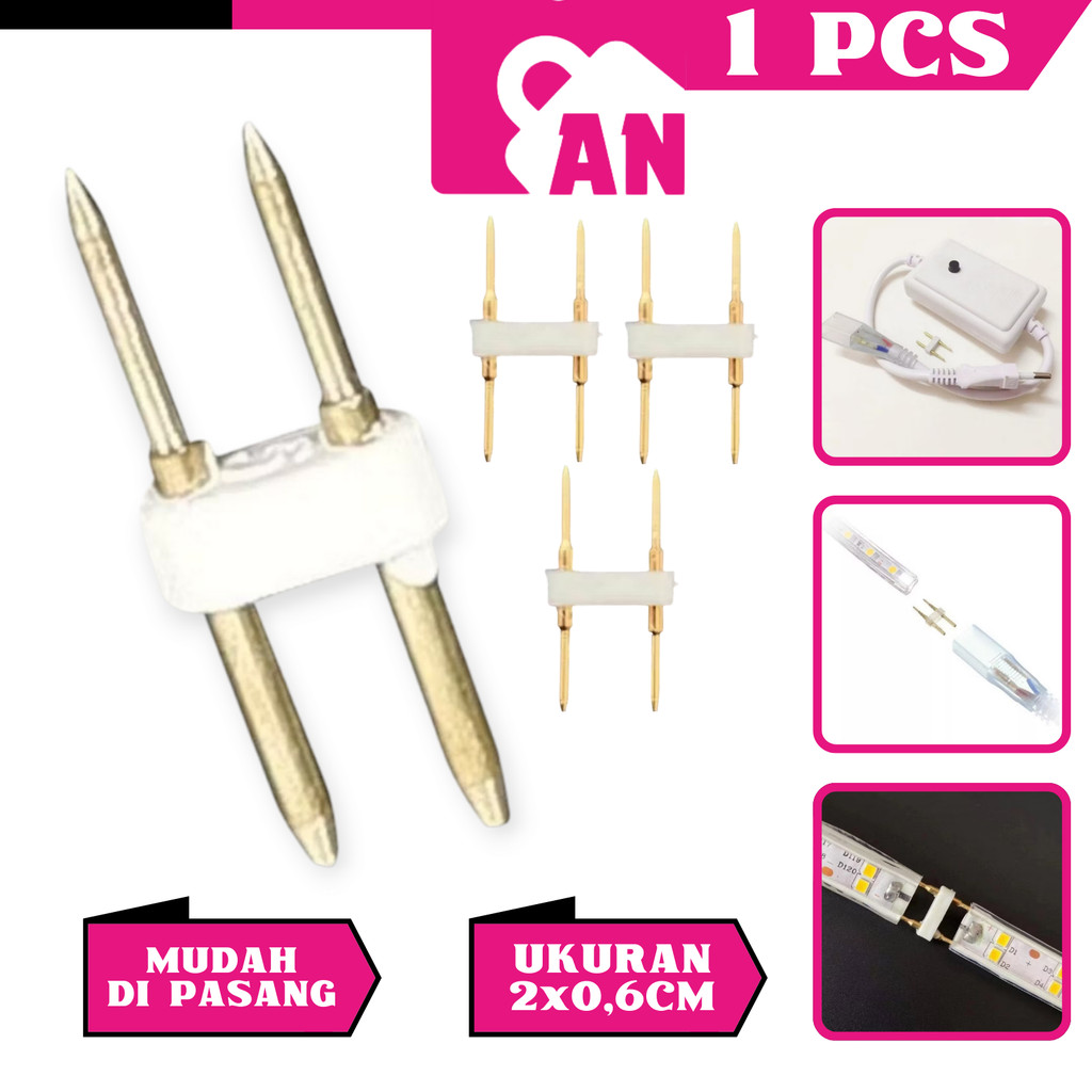 1PCS Pin Jarum Sambungan Strip Socket Lampu Led Neon Konektor Soket Strips Kabel Lamp A121