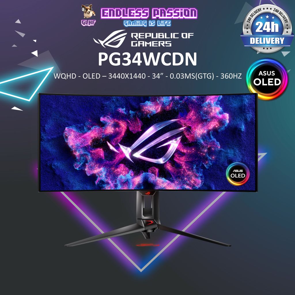 ASUS ROG Swift OLED PG34WCDN 34-inch WQHD QD-OLED Curved Gaming Monitor ...