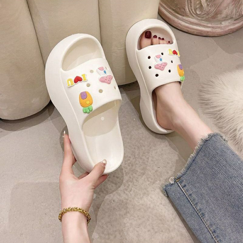 POPmaker shop Sandal Slop Wanita SP30 - Wedges Tebal 5 Cm dengan Desain Carrot Jabbitz, Nyaman & Stylish untuk Kegiatan Sehari-hari COD - Gambar 2
