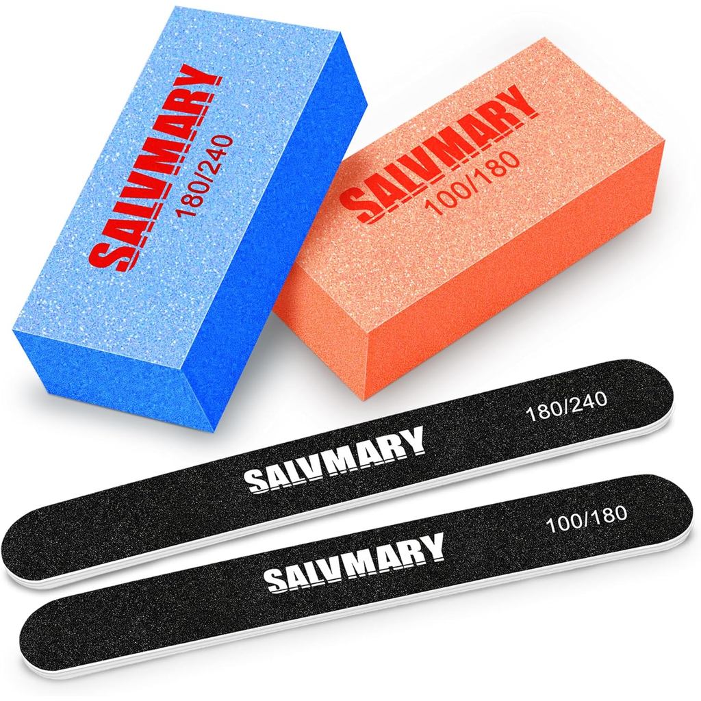 Nail Files and Buffers Set, 100/180 & 180/240 Grit Double Sided Emery ...