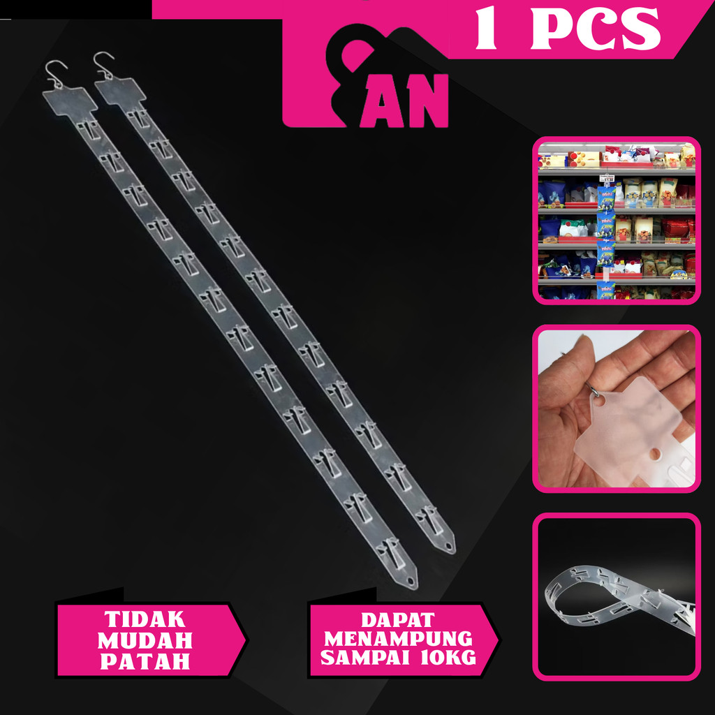 1PCS Clip Strip Display Gantung Plastik Transparant Klip Gantungan Produk Makanan Minuman Snack A103