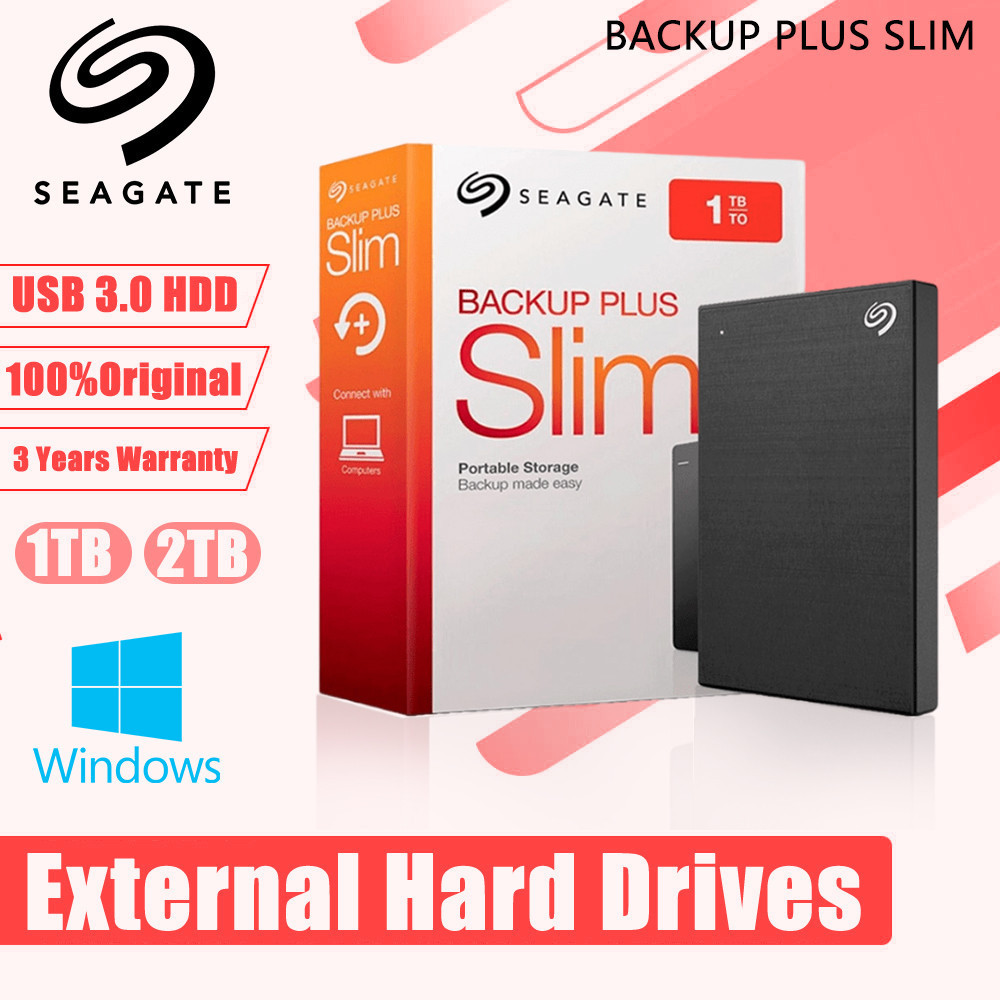 External Hard Drive Backup Plus Slim USB 3.0 HDD 1TB 2TB Portable 2.5 ...