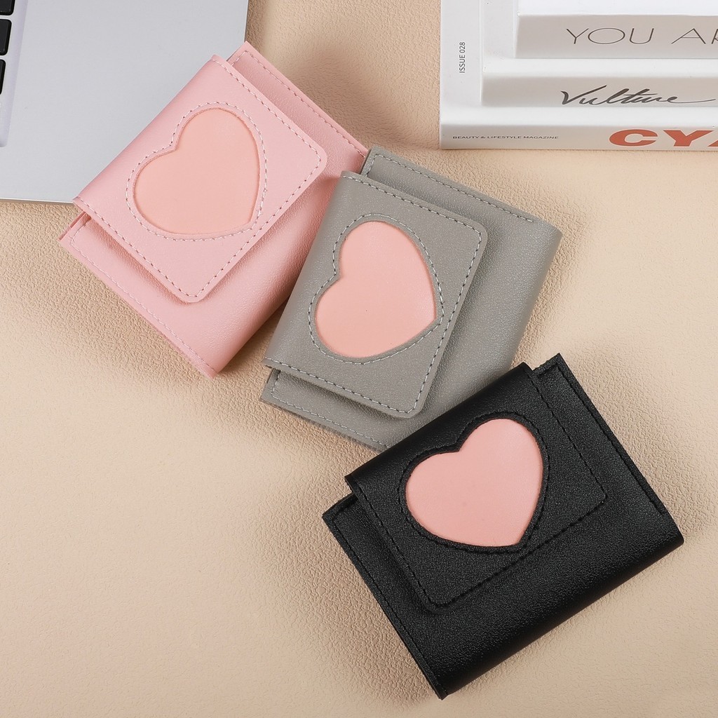 POPmaker shop Dompet Wanita AC35 - Tas Dompet Koin Mini / Dompet Lipat Card Holder dengan Motif Love Cantik, Desain Minimalis & Multifungsi untuk Sehari-hari COD - Gambar 4