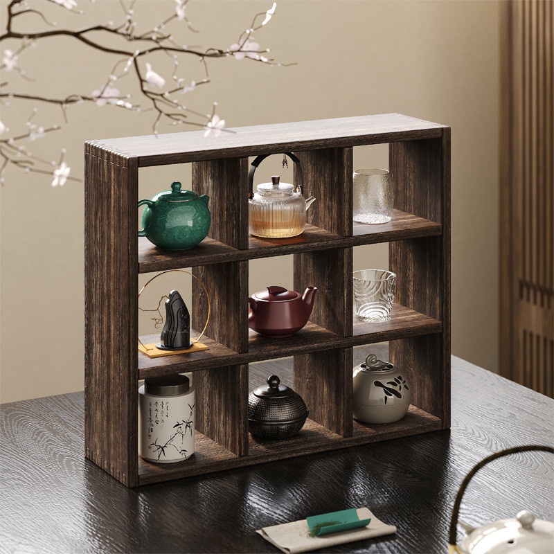 Solid Wood Desktop Bogu Rack Small Tea Rack Cup Storage Rack Zisha ...