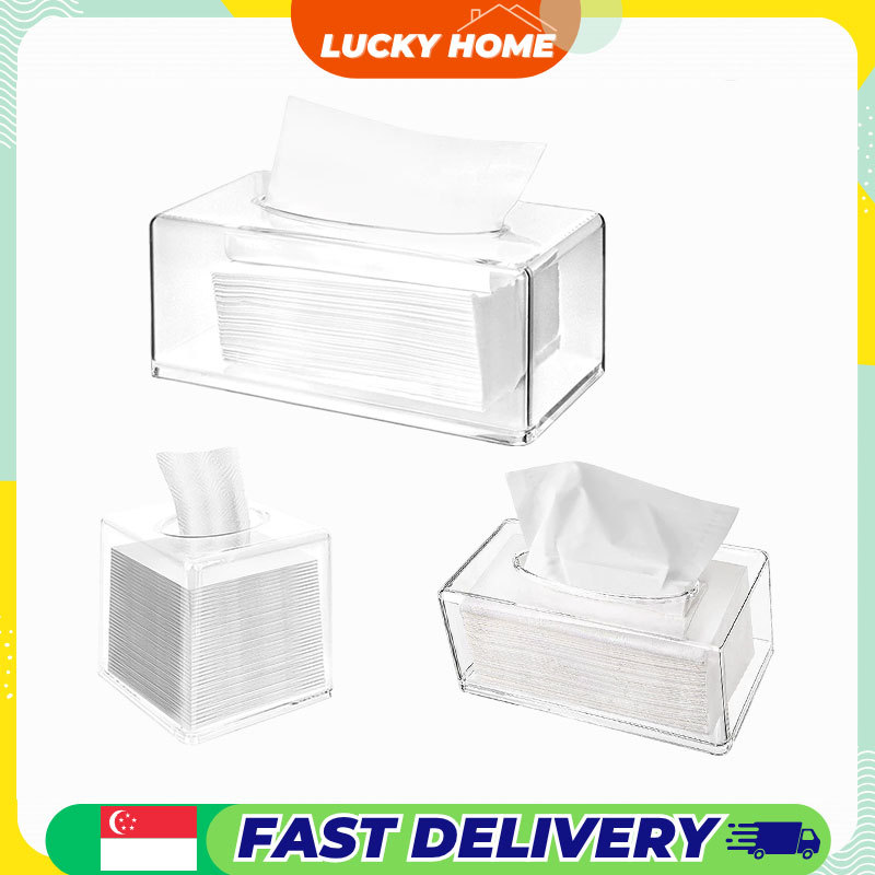 Transparent Square Acrylic Tissue Box Holder for Home Office Thickened ...