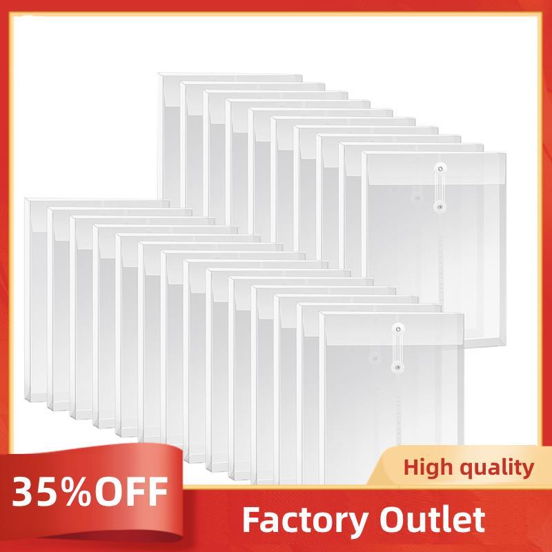 A4 Size Clear Plastic Envelopes Kit with String Closure, Expandable ...
