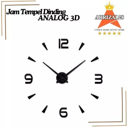 JAM TEMPEL DINDING ANALOG DIY 3D DIAMETER 30-50CM