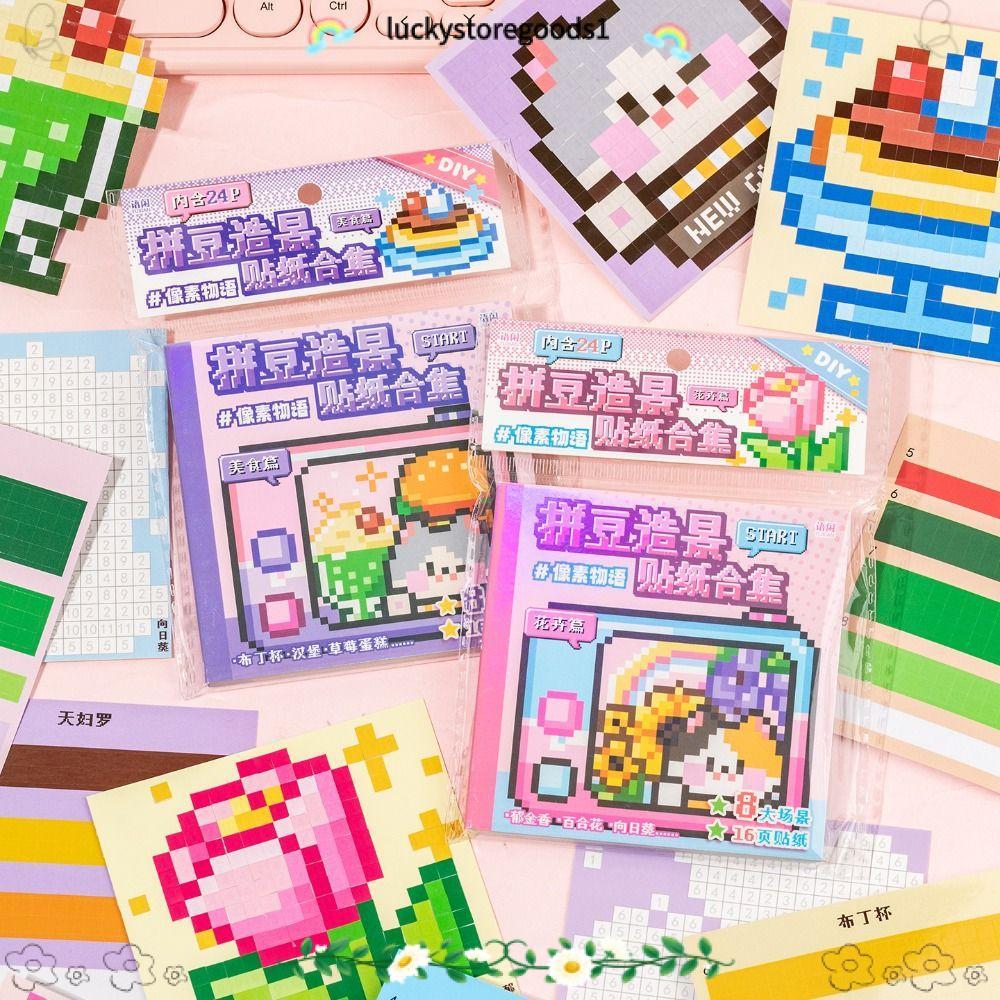 LUCKYSTOREGOODS Perler Beads Landscape Sticker Book, Cartoon Pixel ...
