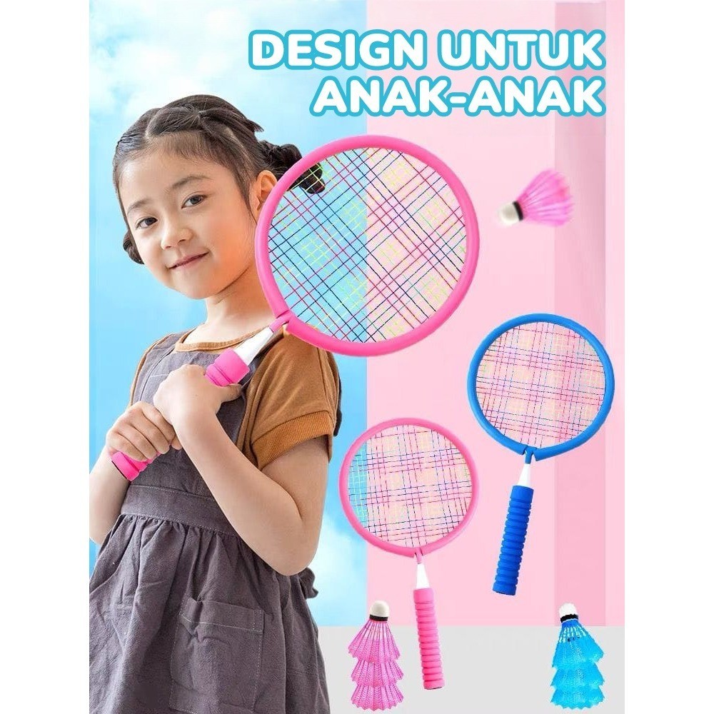 Set 2 Pcs Mainan Raket Bulutangkis Anak Ringan FREE Tas dan 3 Kok Nilon Cocok untuk Anak-anak - Gambar 3