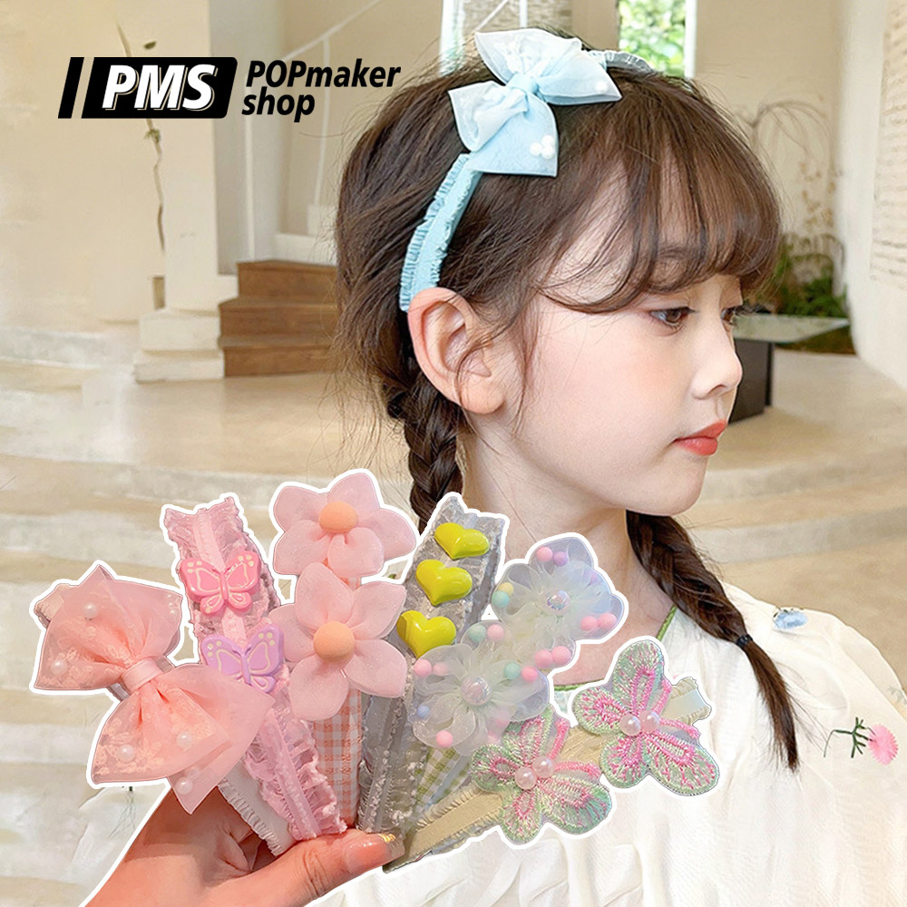 POPmaker shop Bando Anak H1010 - Aksesoris Rambut Anak Cute dengan Motif Pita & Bunga Mutiara Cantik, Bando Fashion Lucu untuk Gaya Sehari-hari COD