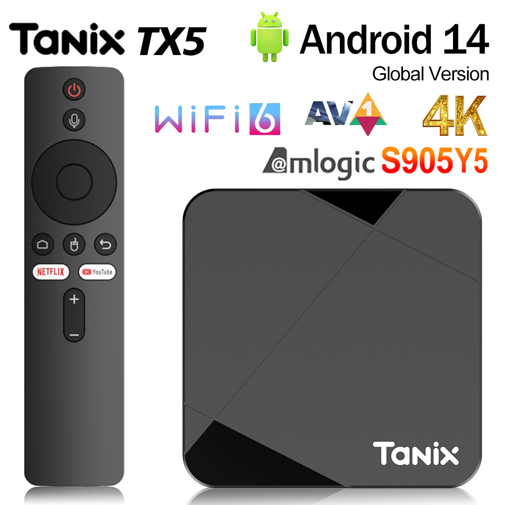 Newest Tanix TX5 Android 14 AV1 TV Box Amlogic S905Y5 DDR4 4G/64G BT TV ...