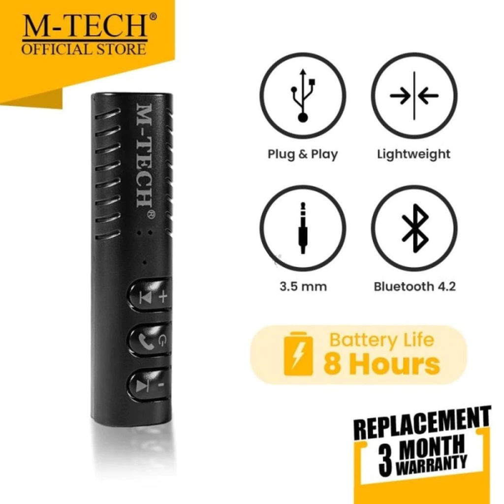 M-TECH Bluetooth Receiver Audio Jack 3.5 With Handsfree Speaker - Gambar 4