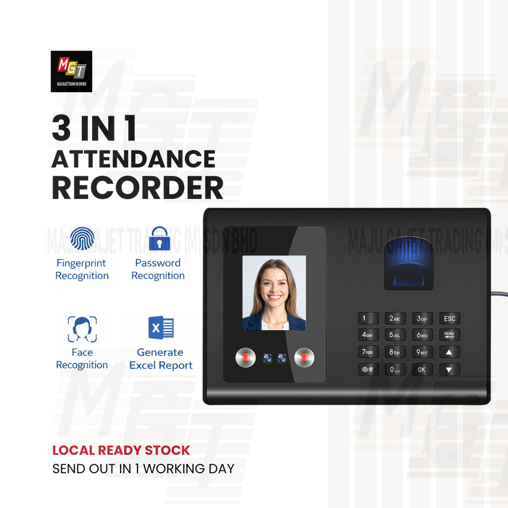 Face Fingerprint Attendance Thumbprint Machine System Punch Card ...