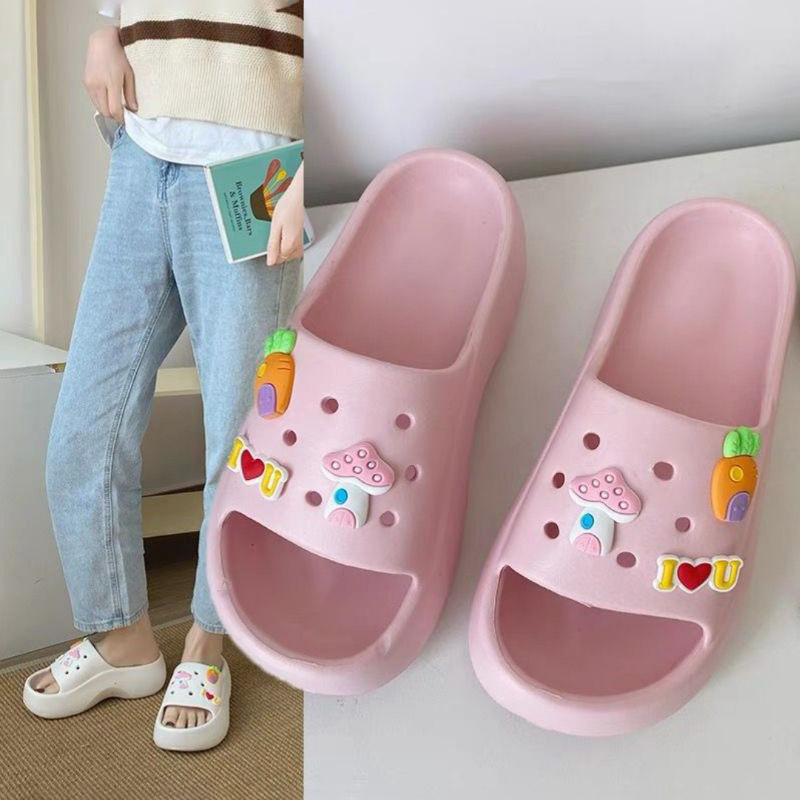 POPmaker shop Sandal Slop Wanita SP30 - Wedges Tebal 5 Cm dengan Desain Carrot Jabbitz, Nyaman & Stylish untuk Kegiatan Sehari-hari COD - Gambar 4