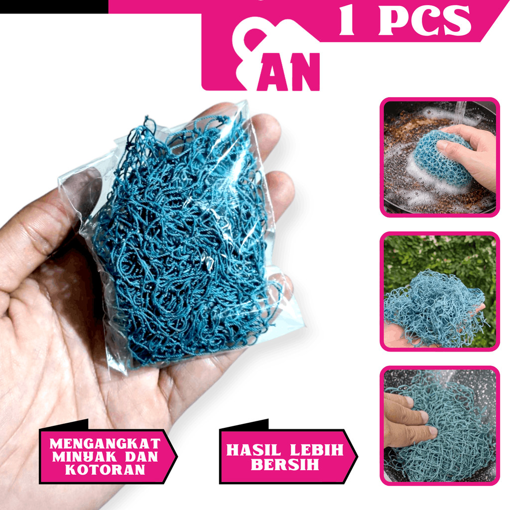 1PCS Sabut Cuci Piring Jala Kemasan Mini Jaring Serabut Gosok Panci Kecil Warna Hijau Serbaguna A162