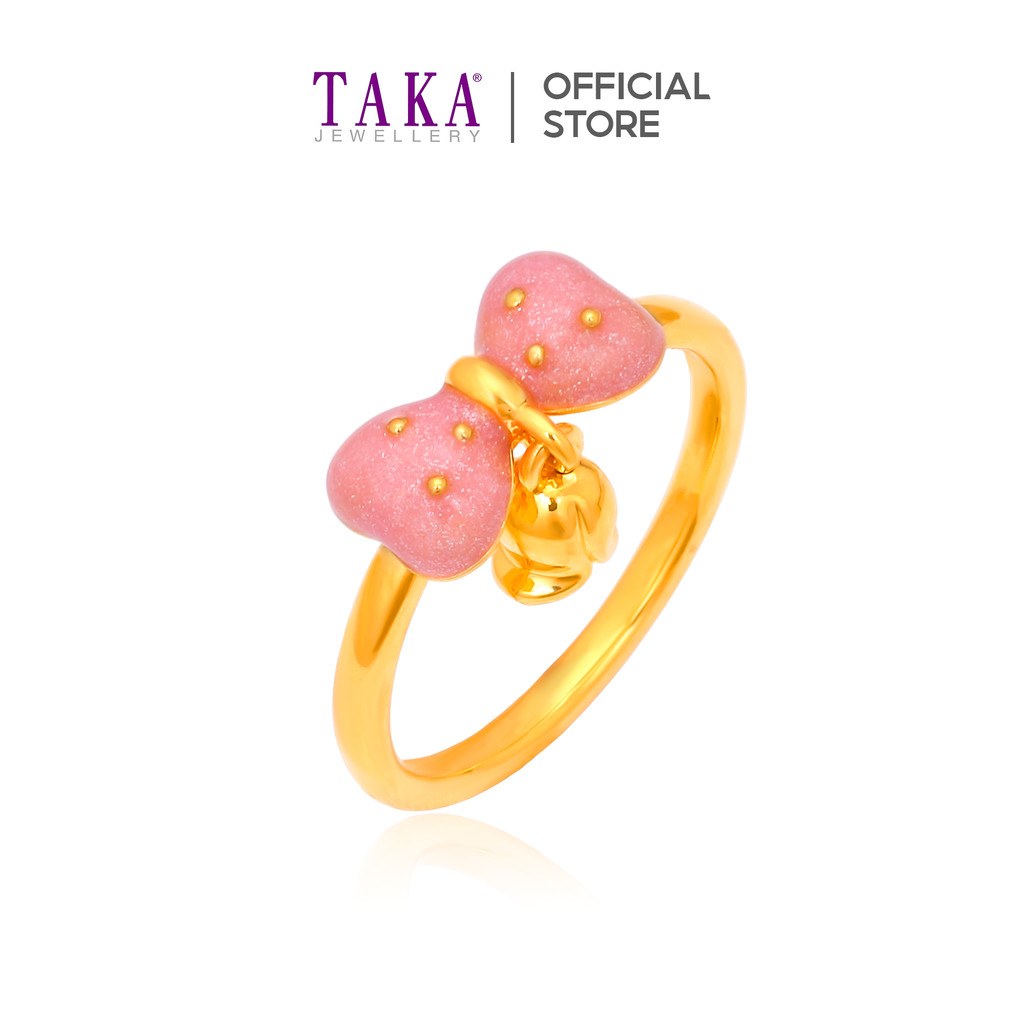 TAKA Jewellery Blush Ribbon 916 Gold Ring - Lightweight Hollow | Shopee ...