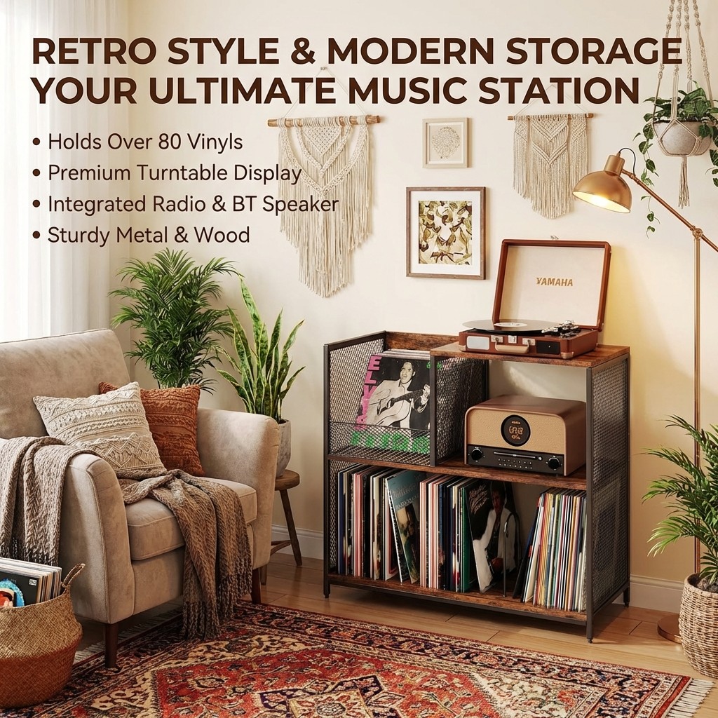 【Real Stock】Supply Living Room Furniture Record Player Storage Rack ...