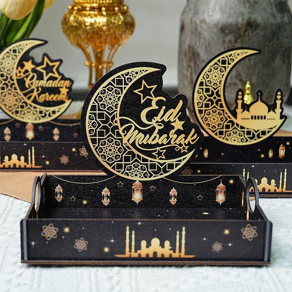 BLISS Ramadan Wooden Tray, Star Moon Handmade Eid Mubarak Snack Tray ...